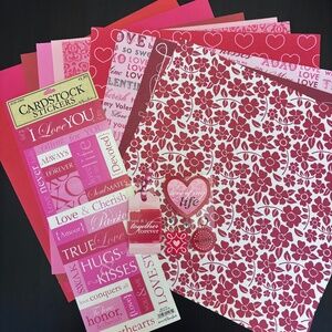 Pink & Red Valentine - Scrapbooking Bundle of Paper and Stickers